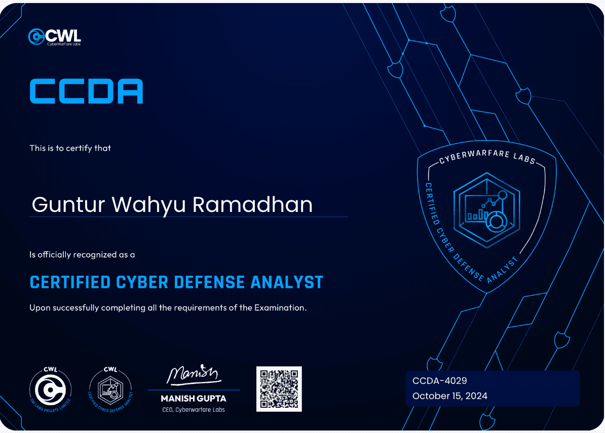 Certified Cyber Defence Analyst (CCDA)