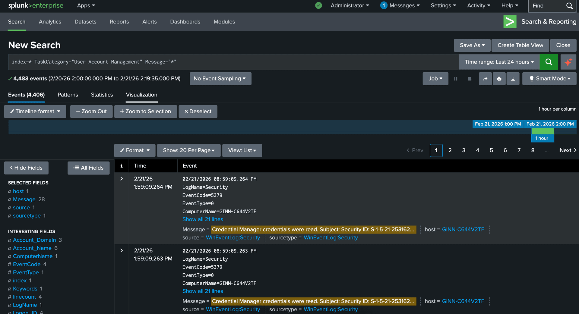 Splunk Dashboard Search