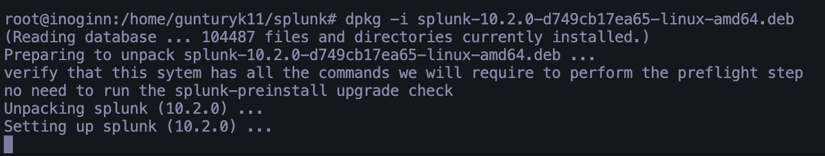 dpkg -i Splunk