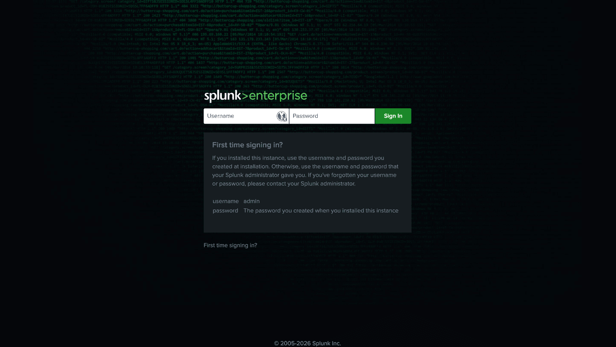 Splunk Login Page